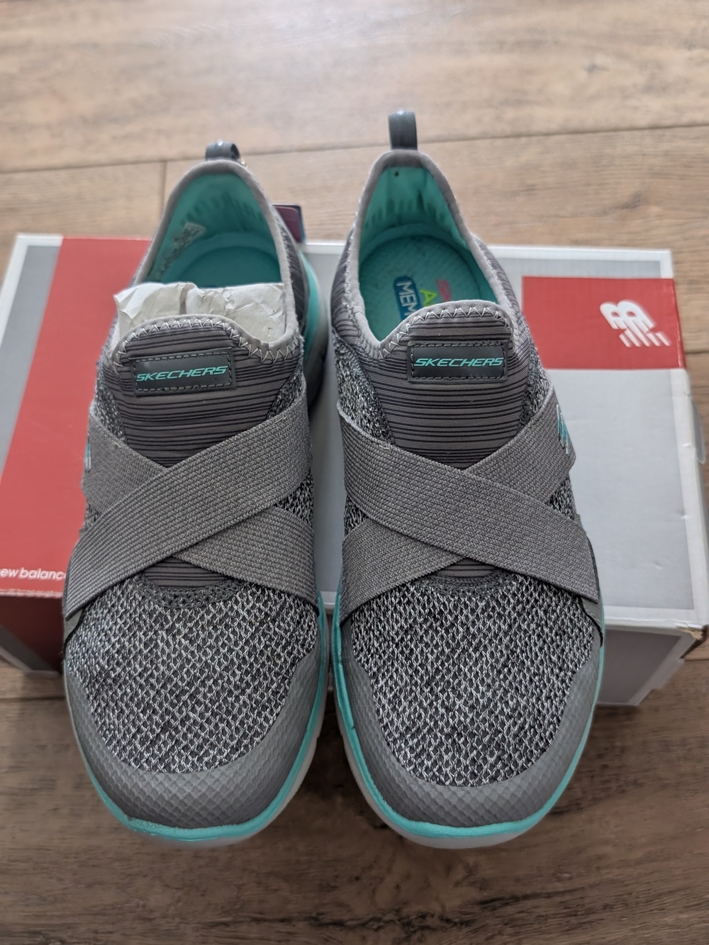 Skechers Gray & Teal Slip-On Sneakers